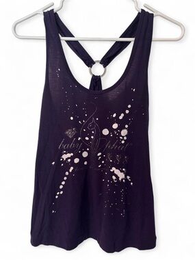 Baby Phat Purple and White Tank Top with Silver Graphic and Ring Back